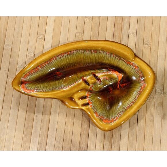 Vintage Deforest of California Yellow Brown Orange Drip Glaze Ashtray Pottery - Picture 3 of 12